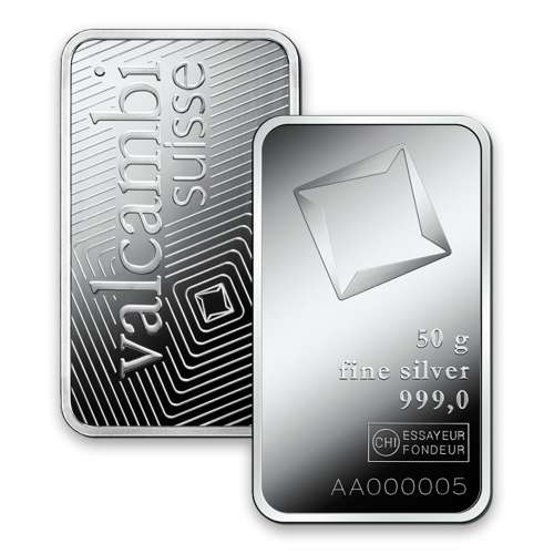 50g Valcambi Minted Silver Bar