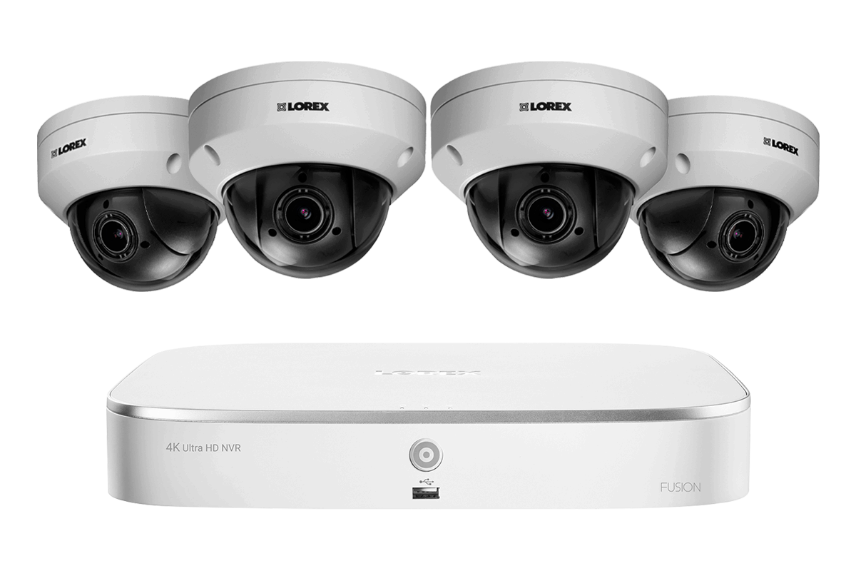 8-Channel NVR System with 4 Pan-Tilt-Zoom Outdoor Metal Cameras