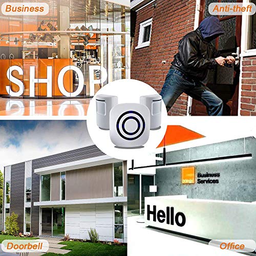 Adust Motion Sensor Alarm, Wireless Driveway Alarm, Home Security Business Detect Alert with 4 Sensor and 2 Receiver,38 Chime Tunes - LED Indicators