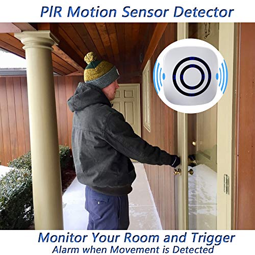 Adust Motion Sensor Alarm, Wireless Driveway Alarm, Home Security Business Detect Alert with 4 Sensor and 2 Receiver,38 Chime Tunes - LED Indicators