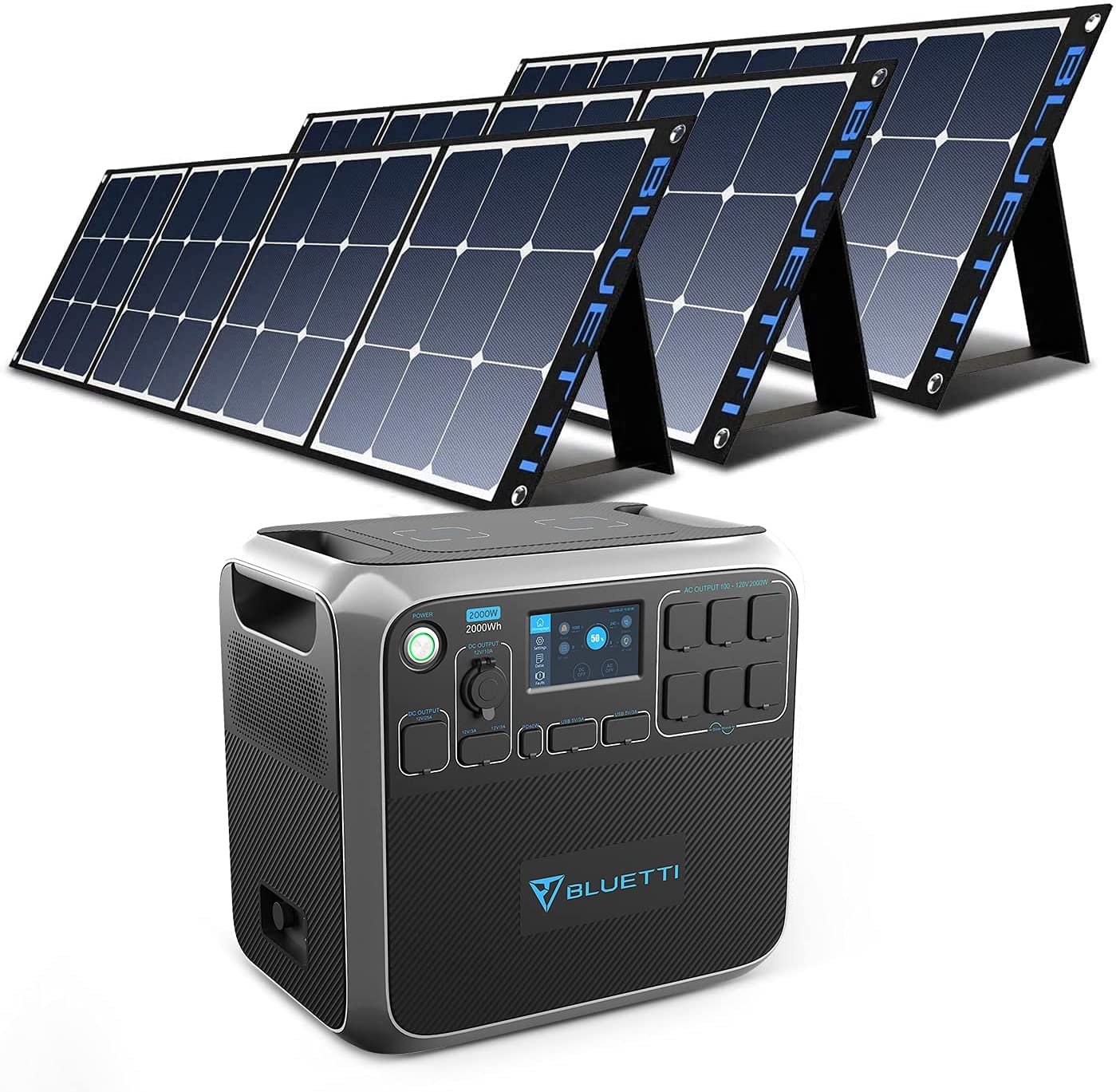 BLUETTI AC200P Portable Power Station with Solar Panel Included 2000W Solar Generator Kit with 3pcs 200W Foldable Solar Panel, 6 120V AC Outlet…