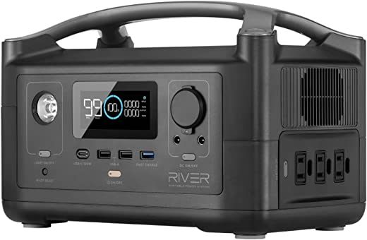 EF ECOFLOW Portable Power Station RIVER, 288Wh Backup Lithium Battery with 3 600W (Peak 1200W) AC Outlets & LED Flashlight, Clean & Silent Solar…
