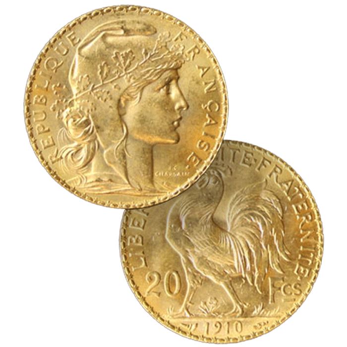 Gold French 20 Franc Rooster – (.1867 oz of Gold)