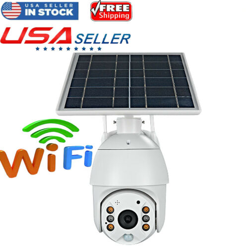 Home Security Camera Outdoor Solar Battery Powered Wireless Pan Tilt Spotlight