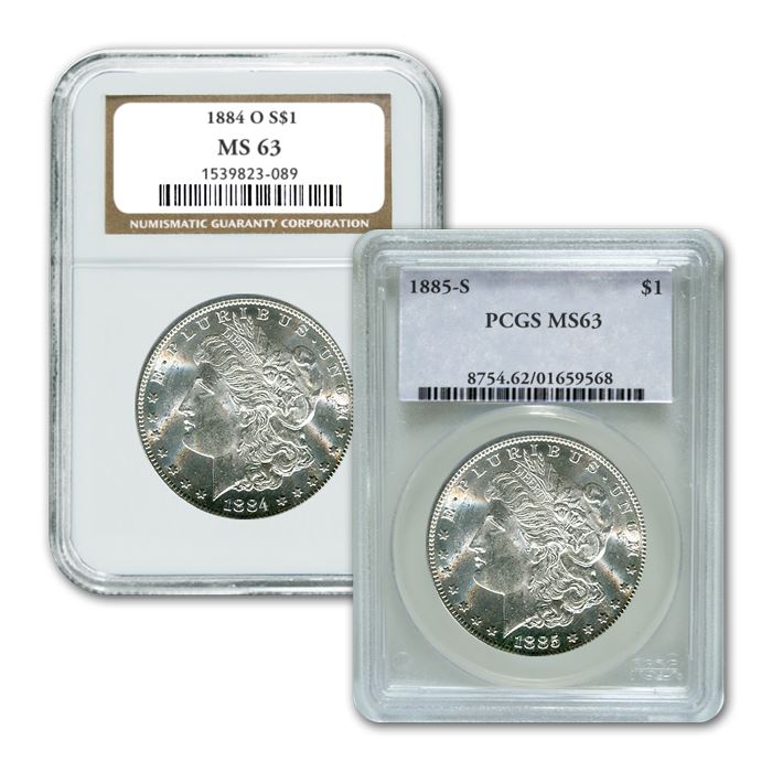 Random Date Certified Morgan Silver Dollars – MS-63 NGC/PCGS