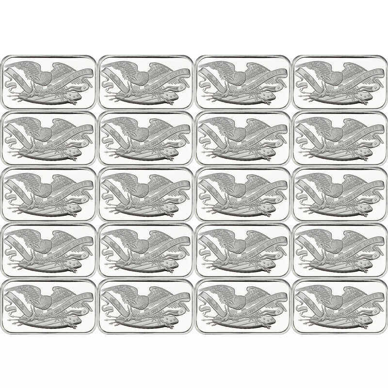 Retro SilverTowne Eagle and Shield 1oz .999 Silver Bar 20pc