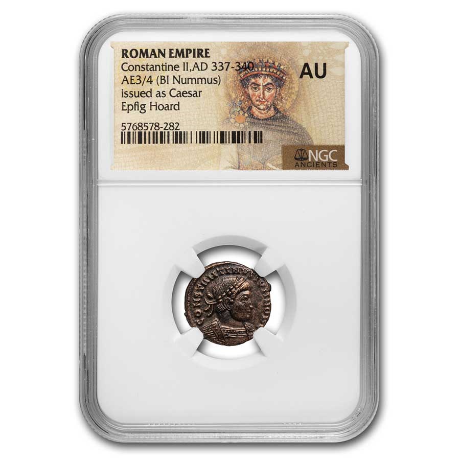Roman Empire BI Nummus Constantine II 337-40 AU NGC (Epfig Hoard)