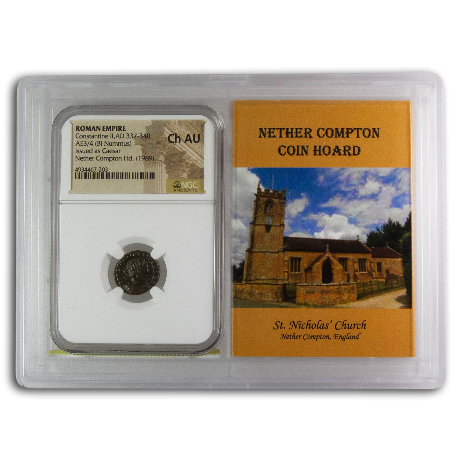 Rome BI Nummus Constantine II Ch AU NGC (Nether Compton Vault)