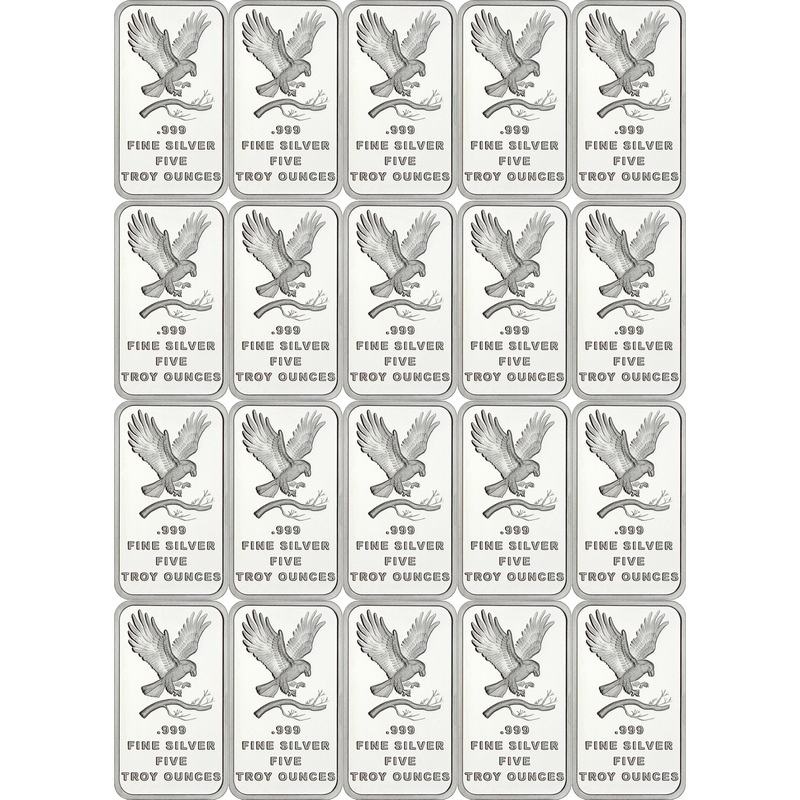 SilverTowne Trademark Eagle 5oz .999 Silver Bar 20pc