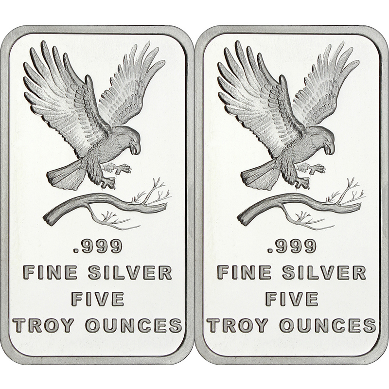 SilverTowne Trademark Eagle 5oz .999 Silver Bar 2pc