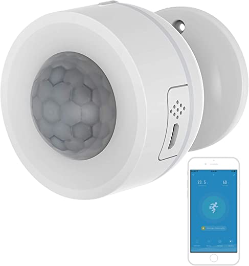 Smart PIR Motion Sensors: WiFi Motion Detector with Temperature and Humidity Sensor,Movement Detector with USB Charge,Compatible with Alexa,Google…