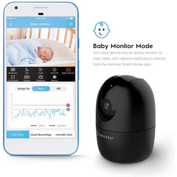 SmartHome 1080P Indoor Pan/Tilt Wireless IP Security Camera, with IR Night Vision, 2-Way Talk, 93° Viewing Angle