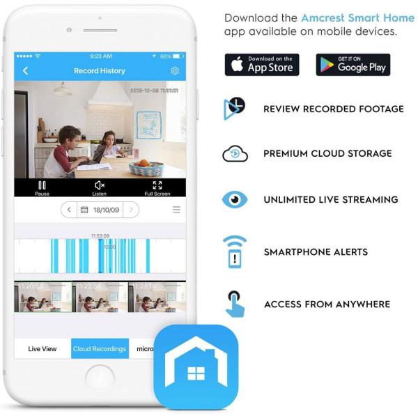 SmartHome 1080P Indoor Pan/Tilt Wireless IP Security Camera, with IR Night Vision, 2-Way Talk, 93° Viewing Angle