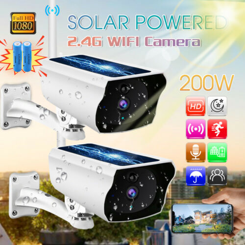 Solar Powered IP Camera 1080p WiFi Ip67 Night Vision Security Wireless 2.4G IR