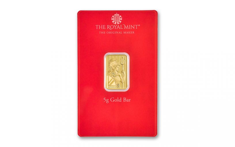 The Royal Mint 5-gm Gold Britannia Bar In Henna Design Card | GovMint.com