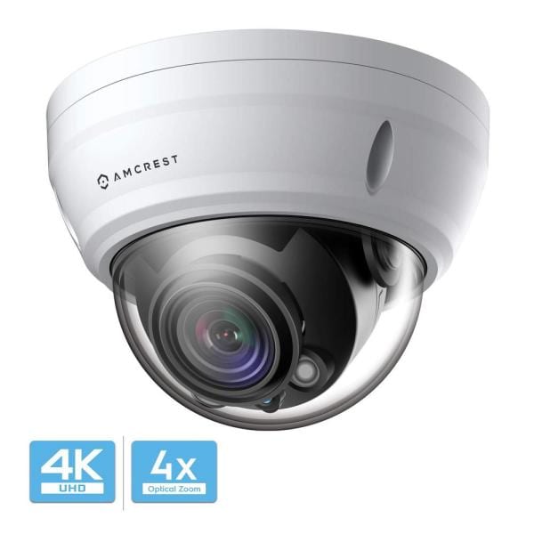 UltraHD 4K (8MP) Varifocal PoE Dome Outdoor Security Camera, 4X Optical Zoom, Motorized Lens 58-110,164 ft. Night Vision