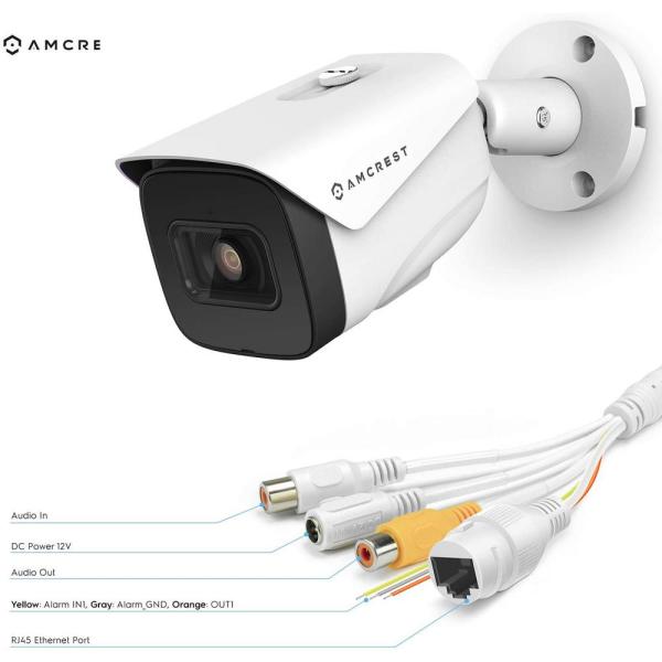 UltraHD 4K (8MP) Wired Outdoor Bullet POE IP Al Security Camera, 2.8 mm Wide Angle Lens, 108° Viewing Angle, IP67