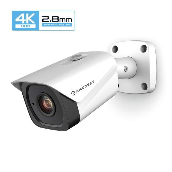 UltraHD 4K (8MP) Wired Outdoor Bullet POE IP Security Camera,131ft NightVision, 2.8mm Lens, IP67 Weatherproof