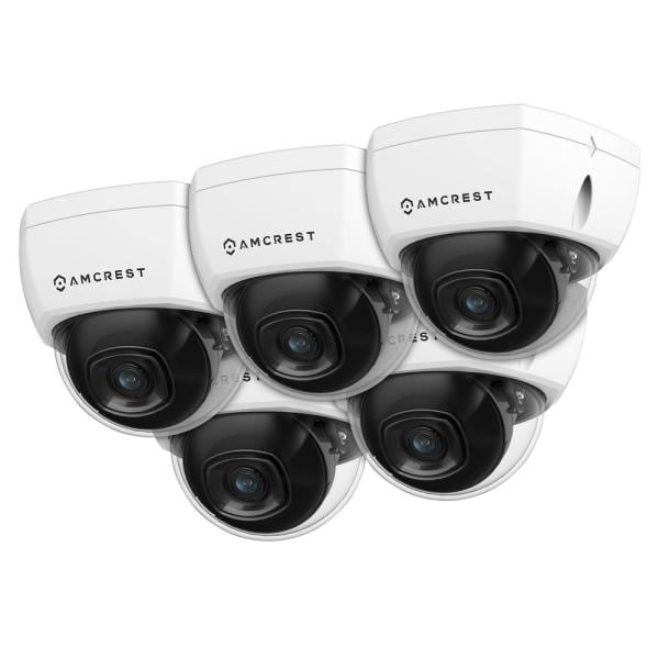 UltraHD 4K 8MP Wired Outdoor Dome POE IP Surveillance Camera with 4K (8MP/3840×2160), IP67 Weatherproof, White (5-Pack)