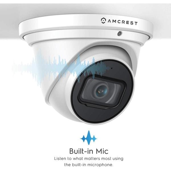 UltraHD 4K (8MP) Wired Outdoor Security IP Turret PoE Camera, 3840x2160, 98ft NightVision, 2.8mm Lens, IP67 Weatherproof