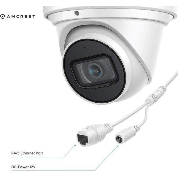 UltraHD 4K (8MP) Wired Outdoor Security IP Turret PoE Camera, 3840x2160, 98ft NightVision, 2.8mm Lens, IP67 Weatherproof