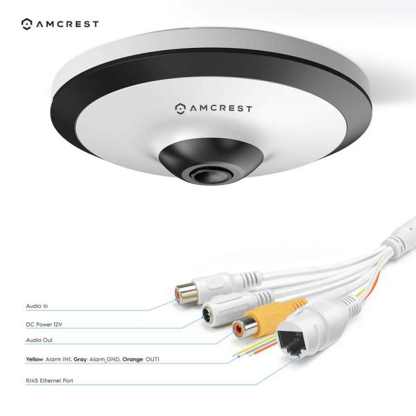 UltraHD 5MP Wired Fisheye IP POE Indoor Surveillance Camera, 360° Panoramic Coverage 33 ft. Night Vision