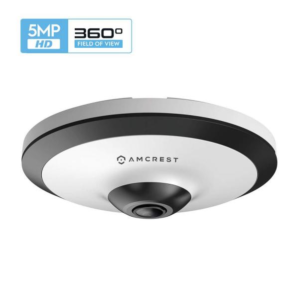 UltraHD 5MP Wired Fisheye IP POE Indoor Surveillance Camera, 360° Panoramic Coverage 33 ft. Night Vision