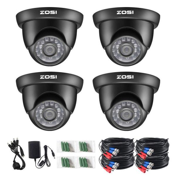 Wired 1080p Black Indoor Dome TVI Security Camera Compatible for TVI DVRs (4-Pack)