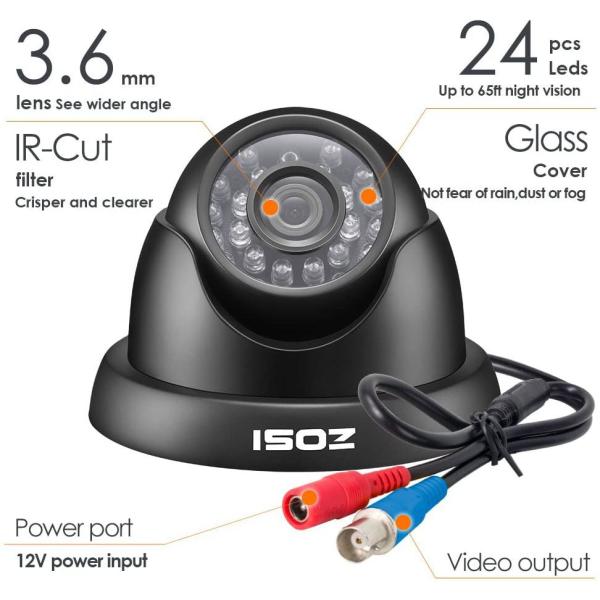 Wired 1080p Black Indoor Dome TVI Security Camera Compatible for TVI DVRs (4-Pack)