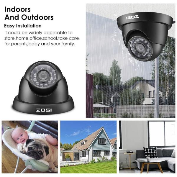 Wired 1080p Black Indoor Dome TVI Security Camera Compatible for TVI DVRs (4-Pack)