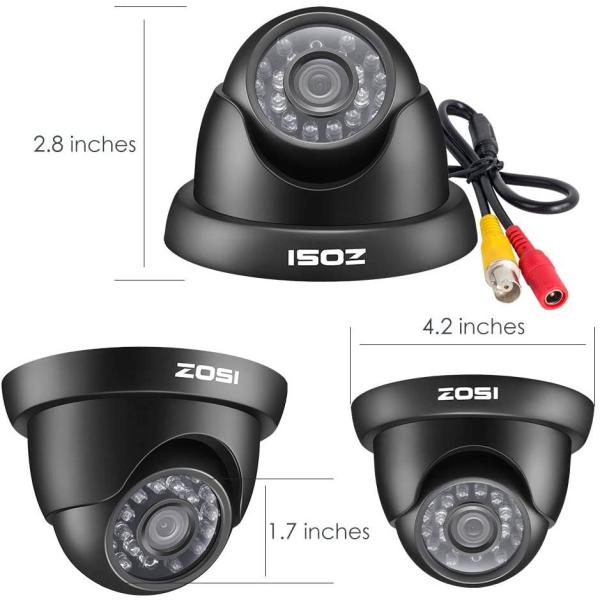 Wired 1080p Black Indoor Dome TVI Security Camera Compatible for TVI DVRs (4-Pack)