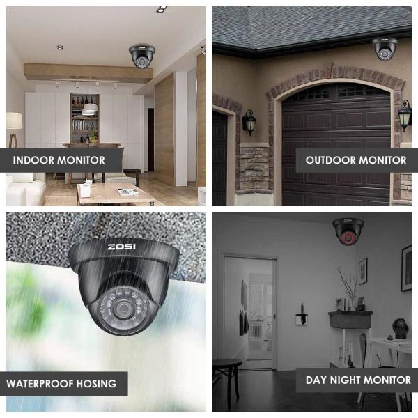 Wired 1080p Black Indoor Dome TVI Security Camera Compatible for TVI DVRs (4-Pack)