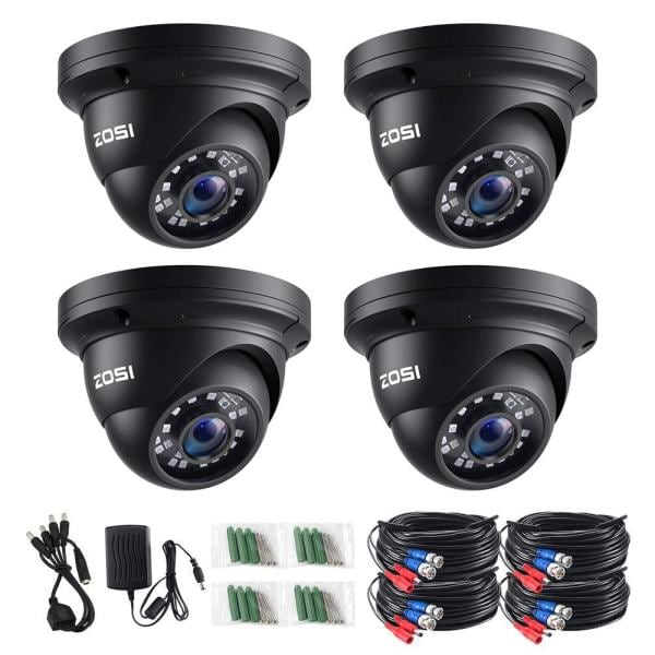 Wired 1080p Black Indoor Dome TVI Security Camera Compatible for TVI DVRs