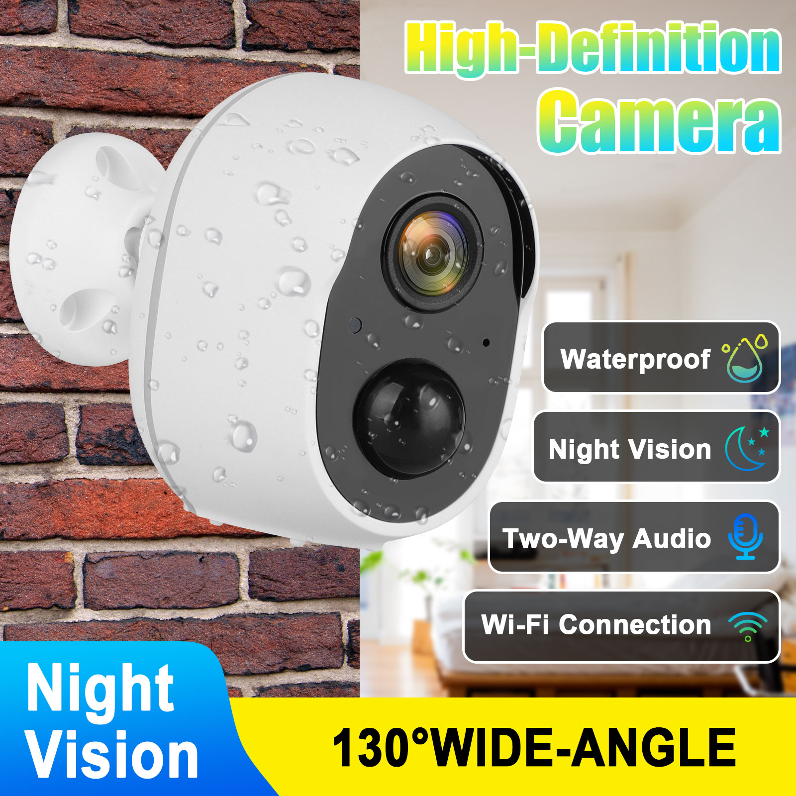 Wireless HD 1080P WiFi IP Outdoor Home Security Camera Night Vision Waterproof