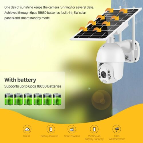 Wireless Solar IP Camera Wifi 1080P Security Surveillance Outdoor Night Vision