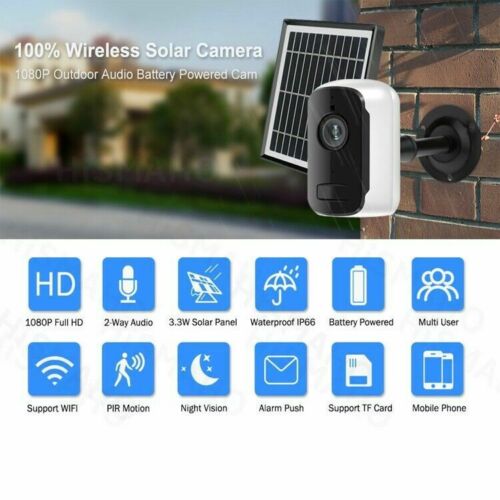 Wireless wifi 1080 Camera Solar Rechargeable 2 way talk waterproof night vision